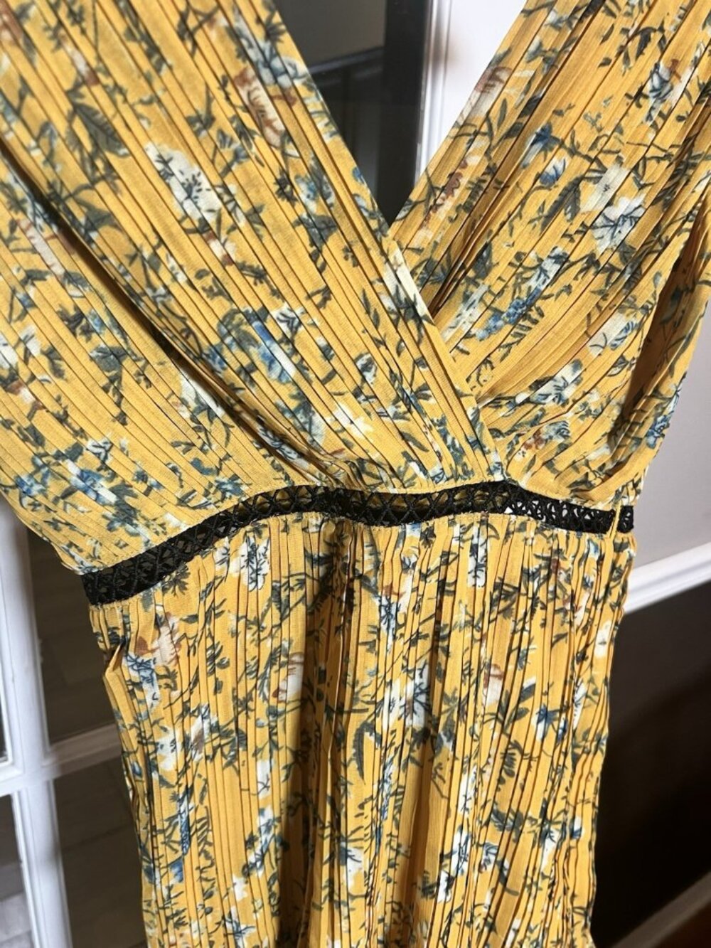 Lulus XS Cascading Yellow Floral Print Spring Cottagecore  Maxi Tiered  Dress. K - Picture 6 of 9